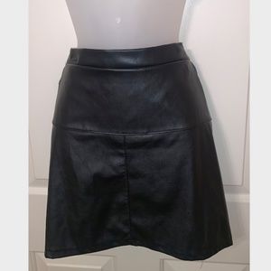 Faux Leather Black Skirt WITH POCKETS